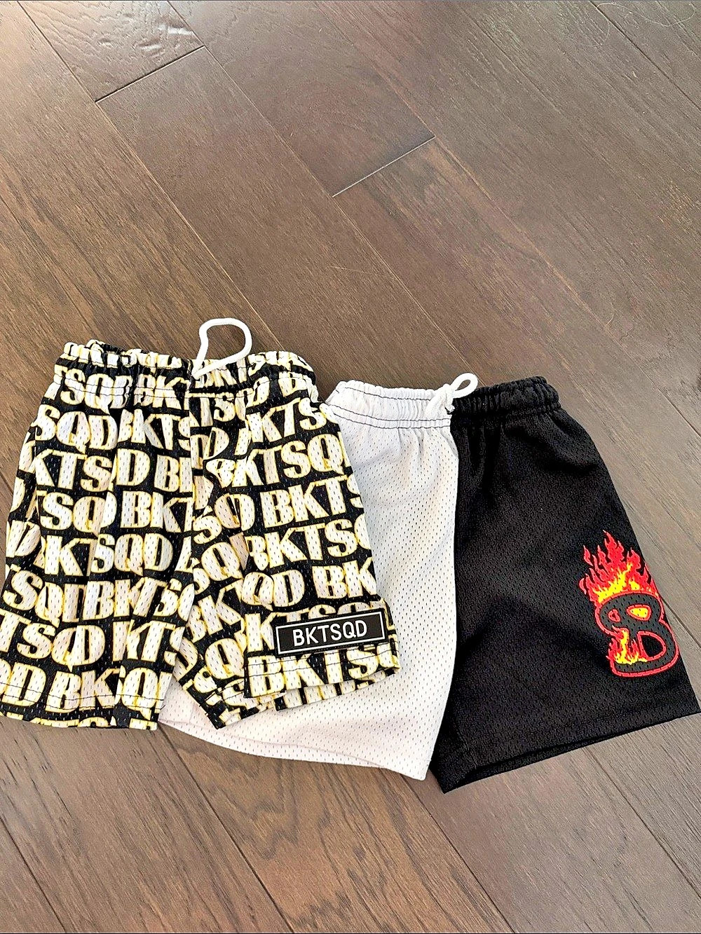 Set of 2 BKTSQD Youth Wild Shorts Black White Size youth Medium
